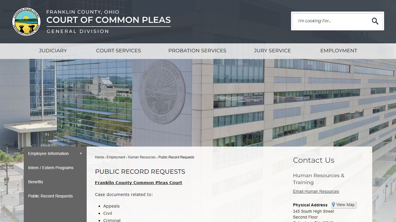 Public Record Requests | Franklin Court of Common Pleas
